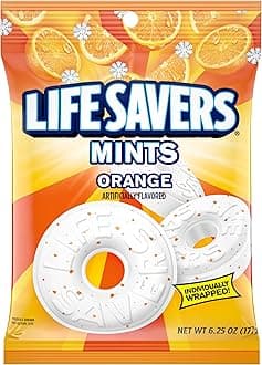 Life Savers Orange Mints, Individually Wrapped, for Snacking, Sharing, Office Parties, and Pantry Stocking, 6.25 Ounces (12 Hard Candy Bags)