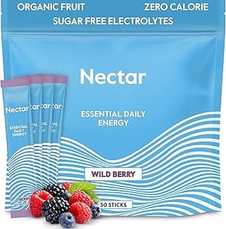 Nectar Energy Booster - Organic Caffeine, B12 & Electrolytes - Sugar Free & Zero Calorie – Healthy Coffee, Energy Drink & Soda Alternative – Hydration & Energy Supplement (Berry 30 Powder Packets)