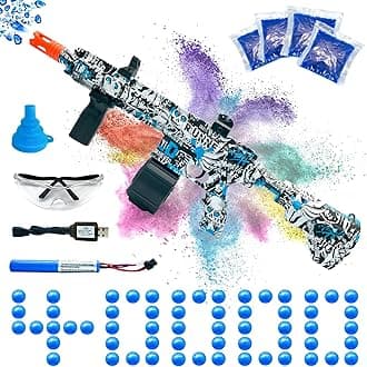 Electric Gel Ball Blaster, High Speed Automatic Splatter Ball Blaster with 40008+ and Goggles, JIFTOK Rechargeable Splatter Ball Toys for Outdoor Activities Shooting Game Party Favors