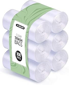 4 Gallon Trash Bags - 300 Small Mini Garbage Bags | 17" x 18" Clear Waste Basket Trash Bags | Bulk Plastic Bathroom Trash Can Liners