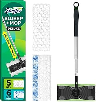 Sweep and Mop Deluxe, 2-in-1 Floor Mopping and Sweeping Kit, 1 Device, 5 Sweep Refills, 12 Mop Refills