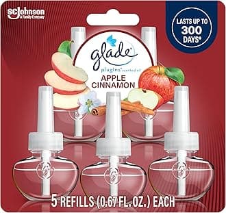 Glade PlugIns Refills Air Freshener, Scented and Essential Oils for Home and Bathroom, Apple Cinnamon, 3.35 Fl Oz, 5 Count