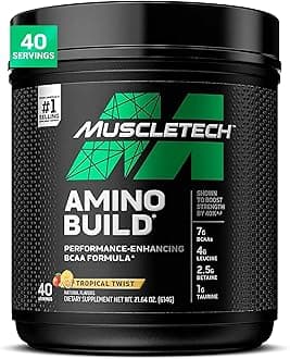 BCAA Amino Acids + Electrolyte Powder | 7g of BCAAs + Electrolytes Support | Build Lean Muscle & Boost Endurance | Tropical Twist | 614 grams | 40 servings