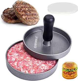 GWHOLE Non Stick Burger Press + 100 Wax Discs, Ideal for BBQ