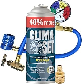 ClimaSet R1234yf air conditioning refill - r1234yf air conditioning gas - 1x235 g with hose, pressure gauge and HP/LP adapter - Car air conditioning - Car air conditioning refill - ECO