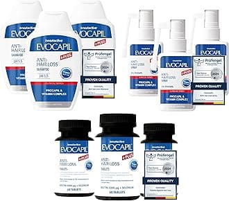 Evocapil Plus 3 Month Anti Hair Loss Treatment – 3× Shampoo, 3× Scalp Spray & 3× Hair Vitamins – Procapil & Capixyl – Complete Routine