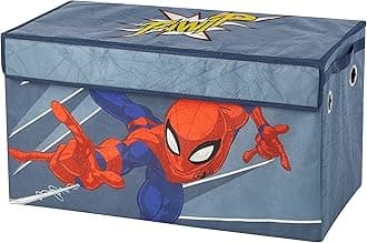 Marvel Spiderman Collapsible Children’s Toy Storage Trunk, Durable with Soft Lid, 28.5" Wx14.5"x16", Spiderman Blue
