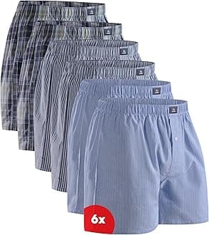 DANISH ENDURANCE Woven Boxers for Men, Cotton Boxer Shorts, Loose Fit, Multipack, 4 or 6 Pack, Assorted Blue/Stripes Mix 6 Pack, XL