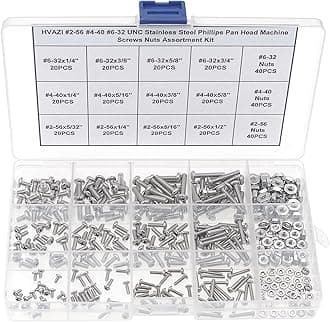 #2-56#4-40#6-32 UNC Stainless Steel Phillips Pan Head Machine Screws Nuts Assortment Kit