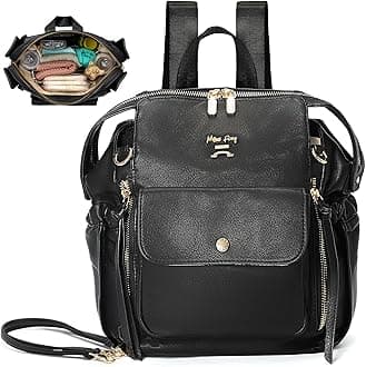 Leather Mini Diaper Bag Backpack by miss fong, Small Mini Backpack Purse for Women