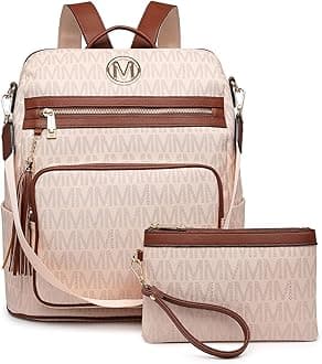 Women Fashion Backpack Purse Convertible Large Rucksack Versatile Travel Shoulder Bags Handbag Set with Tassel