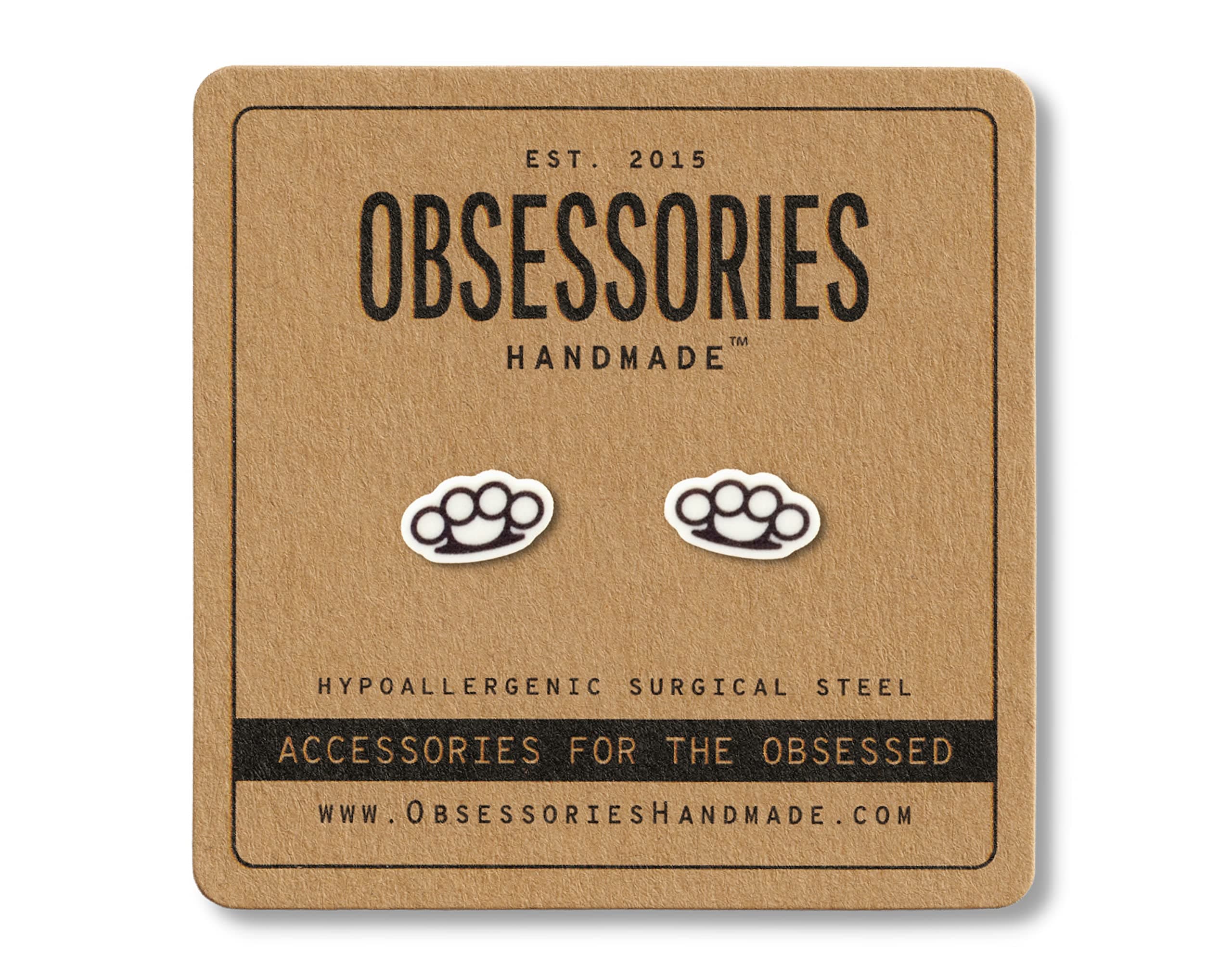 Handmade Brass Knuckles Stud Earrings