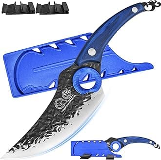 - Forged Boning Knife Cleaver Meat Cutting,High Carbon Steel,Chef Knife for Kitchen,Outdoor Camping,Full Tang Wood Handle,Knife with Sheath - Edge Guard Protector Cover