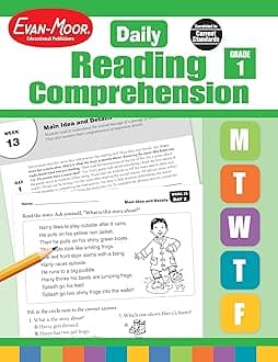 Evan-Moor Daily Reading Comprehension, Grade 1 - Homeschooling & Classroom Resource Workbook, Reproducible Worksheets, Teaching Edition, Fiction and Nonfiction, Lesson Plans, Test Prep