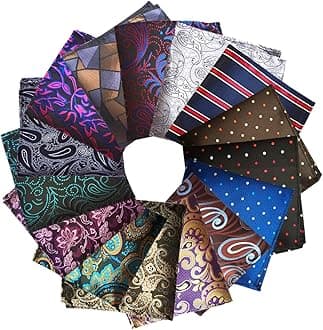 Faylapa 15 Pcs Pocket Squares sets for Man Suit, Assorted Colors Men Suit Pocket Square Handkerchiefs Wedding Party Gift