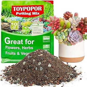 TOYPOPOR Succulent Soil, Cactus Potting Mix 12.5 Pounds/10QTS, High Drainage, Pre-Mixed Ready to Use for All Succulent Varieties, Indoor Plants, Bonsai, Terrarium, Houseplant, 30% Particles 70% Soil