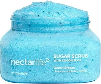 Nectar Bath Treats Sugar Body Scrub 8 oz, Moisturizing and Exfoliating Scrub for Nourishing Essential Body Care, Gift For Her (Ocean Breeze)