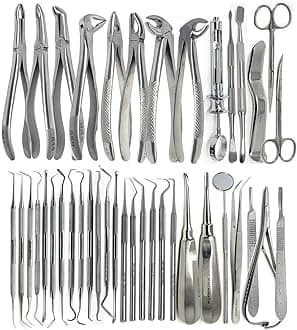 Premium Grade 80 Pcs Dental Extraction Extracting Scalers Forceps Elevators Oral Instruments Set Kit