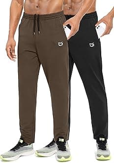 G Gradual Men's Sweatpants with Zipper Pockets Tapered Track Athletic Pants for Men Running, Exercise, Workout