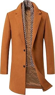 Men's Wool Coat Hoodie Long Trench Coat Cotton Casual Woollen Overcoat Jacket