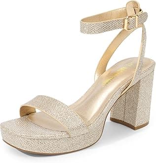 DREAM PAIRSPlatform Heels for Women High Block Chunky Open Toe Ankle Strap Heels Fashion Wedding Party Evening Prom Dance Dress Pump Sandals Shoes