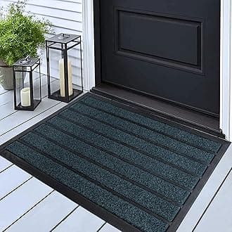 ubdyo Extra Durable Door Mat - Dirt Trapping Outdoor Welcome Mats - Non-Slip Outdoor Door Mats - Low Profile Front Door Mat - Indoor (30" x 17", Bright Blue)