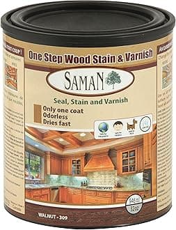 Interior One Step Wood Seal, Stain and Varnish – Oil Based Odorless Dye - Protection for Furniture and Fine Wood (Walnut SAM-309, 32 oz)