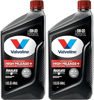 Valvoline High Mileage 150K with Maxlife Plus Technology Motor Oil SAE 5W-20 1 QT (Pack of 2)