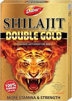 Shilajit Double Gold-10 Capsules|2X Stamina&Strength|100% Ayurvedic Capsules For More Strength,Power,Energy&Stamina|Helps In Countering Weakness|Premium Vitality Ayurvedic Supplement|For Men