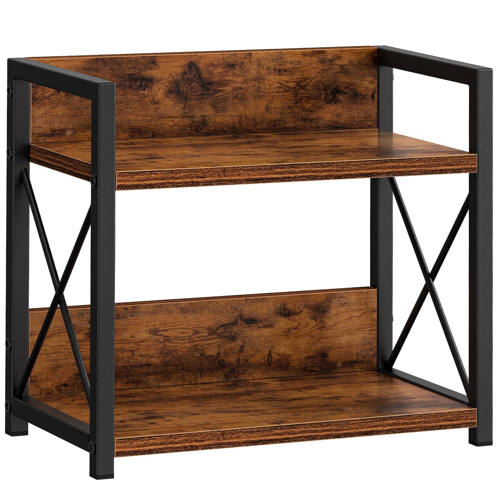 Giikin Countertop Shelf Organizer, 2 Tier Kitchen Spice Rack for Countertop, Wood Coffee Counter Shelf Organizer for Home (Brown, S)