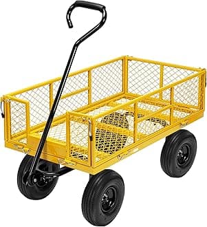 VIVOHOME Steel Garden Cart Heavy Duty 880 Lbs Capacity Folding Utility Wagon with Removable Sides and 10 inch Wheels (Yellow)Global Recycled StandardGlobal Recycled StandardGlobal Recycled Standard