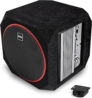 BOSS Audio Systems CUBE10 Car Subwoofer and Amp Package – Built-in Amplifier, 10 Inch Subwoofer with Passive Radiator, Remote Subwoofer Control