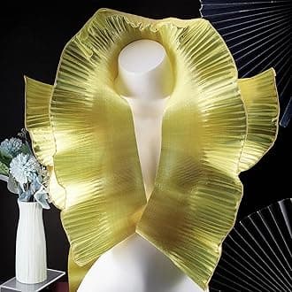 GORGECRAFT 10 Yards Ruffled Lace Trims Organza Pleated Fabric Trim Tulle Lace Border Retro Chiffon Trimmings Decorative Applique for Sewing DIY Wedding Dress Craft Home Decor, Yellow