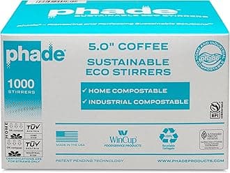 phade Eco-Friendly Sustainable Marine & Soil Biodegradable Compostable Stirrer/Cocktail Straws, 1 Pack - 1,000 Count