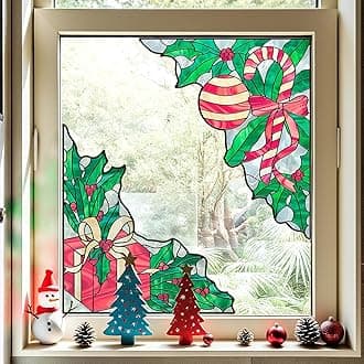 Window Stickers, ‌Stained Glass Window Privacy Film, UV Blocking Static Cling for Home Kitchen Office Bathroom, CMS, 17.7" X 31.5"
