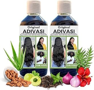 Adiwasi Hair Growth Oil Ayurvedic Adiwasi Herbal Kesh tel with Natural Rosemary essential & Biotin for Control Hairfall anti-dandruff 100ml (Pack of 2)