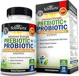Advanced Prebiotics and Probiotics for Women & Men, Immune, Digestive & Gut Health with L. Reuteri, Inulin Fiber, Digestive Enzymes, Non-GMO, Gluten-Free, Dairy-Free, 30 Capsules