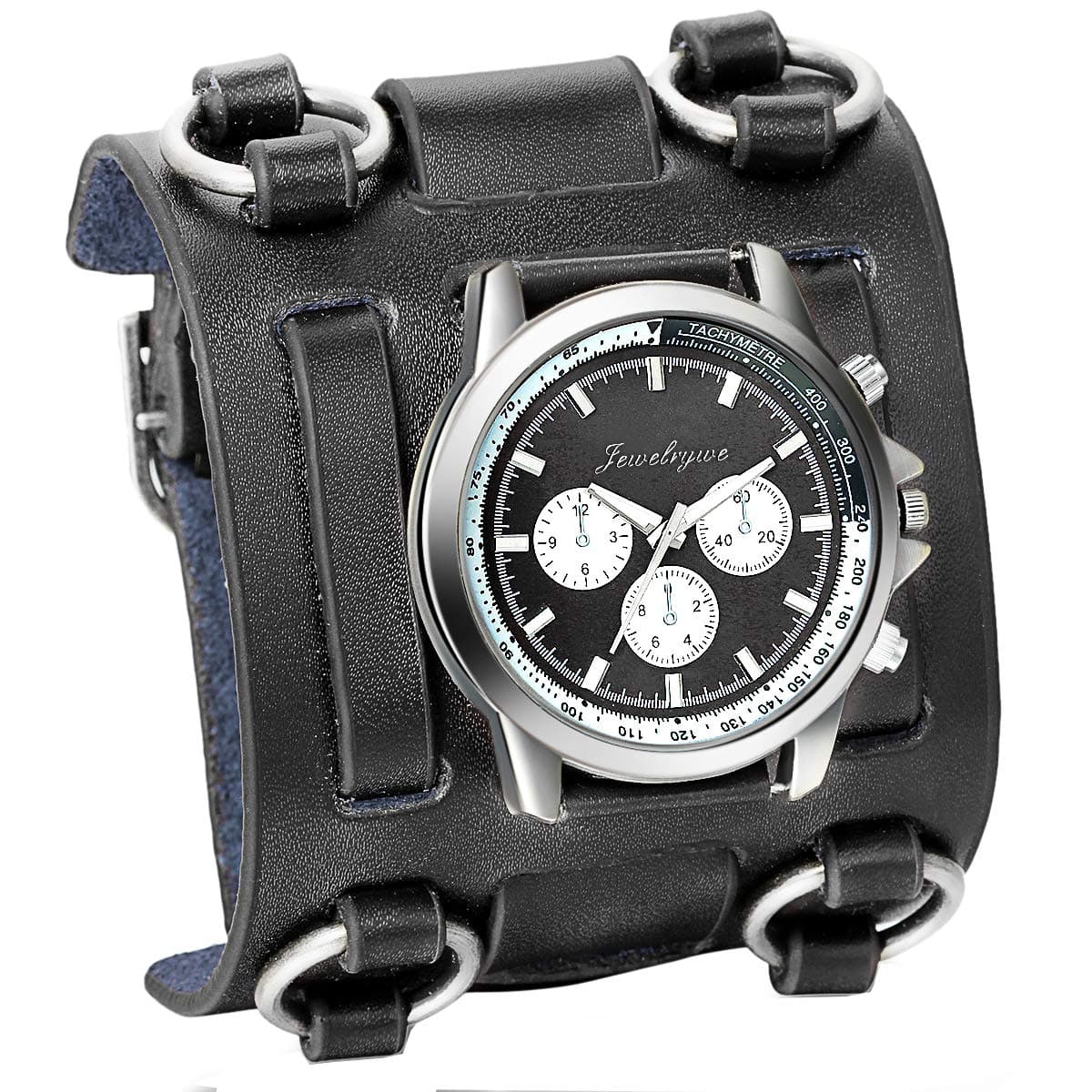 Wide Cuff Leather Watch