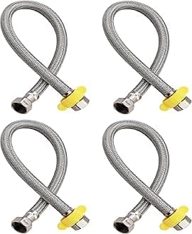 Ruhe® Connection Pipe | 304 Grade Stainless Steel Connection Pipe Suitable for Hot & Cold Mixer Faucets for basins and sinks, Geysers, and Flush tanks | 24 Inches (Set Of 4)
