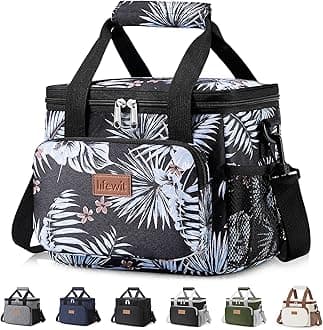 Lifewit Medium Lunch Bag, Insulated Lunch Box, Soft Cooler Cooling Tote for Adult Men Women, Flower 12-Can (9L)