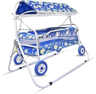 AVANI METROBUZZ Baby Folding Cradle Swings Jhula Palna Comfortable Sleep with Mosquito Net for 0-13 Months Infant & Toddlers Newborn Babies