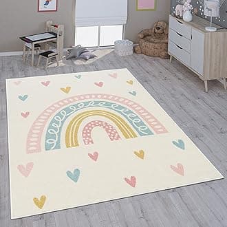 Paco Home Children's Rug Child's Room Girls Boys Various Motifs And Sizes, Size:Ø 120 cm round, Colour:Cream 4