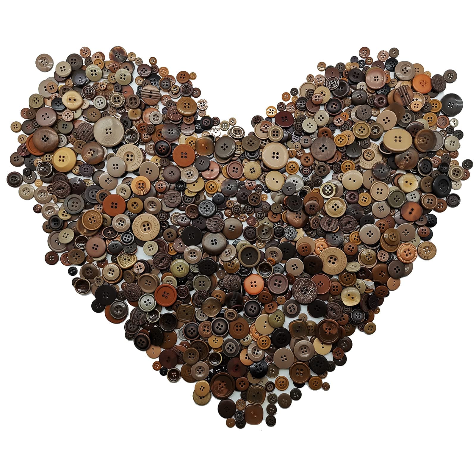 Esoca 650Pcs Brown Buttons for Crafts Basic Art Buttons Assorted Sizes Brown Craft Buttons for Arts, DIY Crafts, Decoration, Sewing