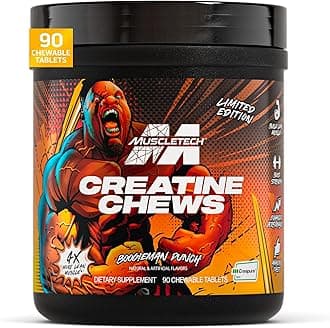 MuscleTech Creatine Chews - Creapure Monohydrate Supplement for Muscle Recovery, Muscle Builder & Energy Boost - Pre Workout Supplement for Men & Women - 90 Chewable Candies, Boogieman Punch