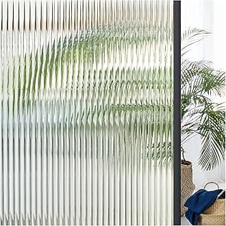 Coavas Window Privacy Film Reeded Glass, Frosted 3D Fluted Glass Window Cling, Adhesive Vinyl Decorative Door Stickers for Bathroom Home Sun Blocking, 41.3 x 314.9 Inch
