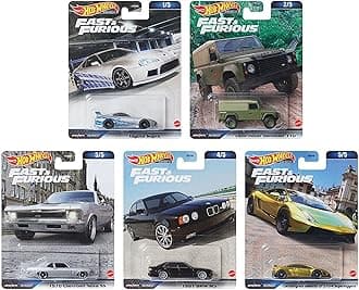 Hot Wheels 2023 Fast & Furious Premium 5‑Pack (HNW46‑956D) | Toyota Supra, Land Rover Defender, Chevy Nova SS, BMW M5 & Lamborghini Gallardo | 1:64 Die‑Cast Movies Vehicle Bundle
