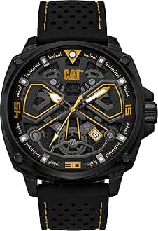 CAT 'Tokyo' Men Watch, 44mm case, Black face, Stainless Steel case, Silicone Strap, Black/Yellow dial (AJ.161.21.127)