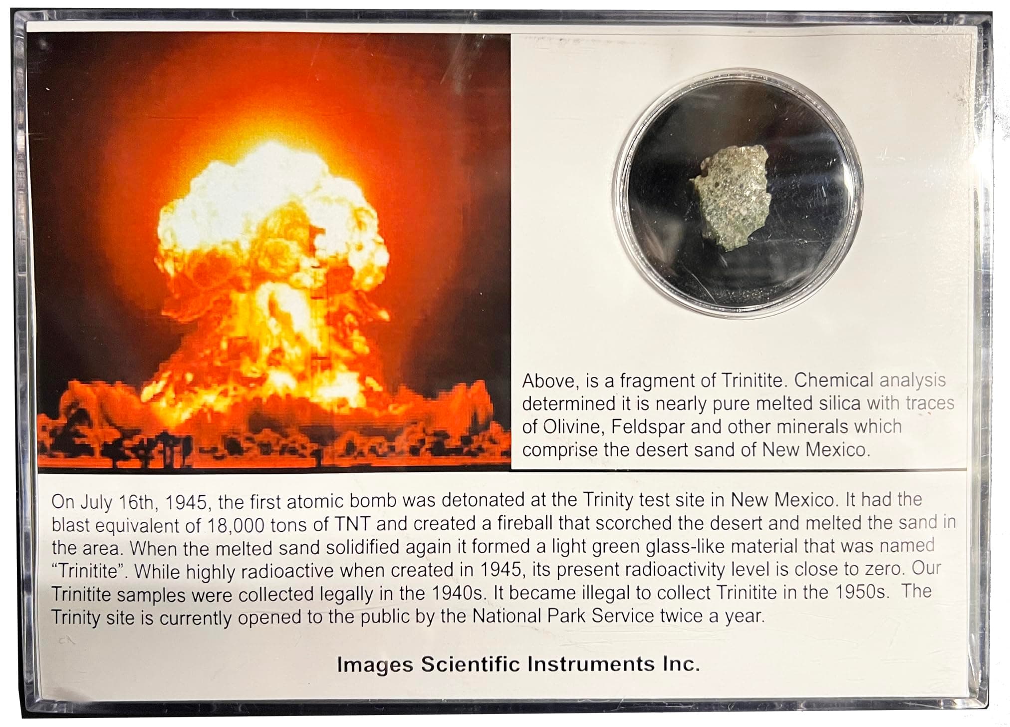 Trinitite Specimen in 5" x 7" Frame