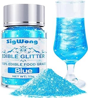 Blue Edible Glitter - 15g Food Grade Luster Dust Powder, Cake Decorating Sprinkle Glimmery Dust for Drinks, Wine, Fondant, Chocolate, Candy, Cookie, Vegan
