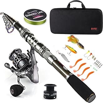 Fishing Rod Combos with Telescopic Fishing Pole Spinning Reels Fishing Carrier Bag for Travel Saltwater Freshwater Fishing - 2.4M